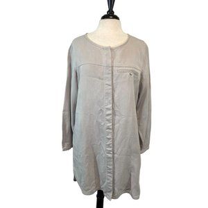 Soft Surroundings Shirt Dress Womens Size M Gray 100% Tencel Button Down